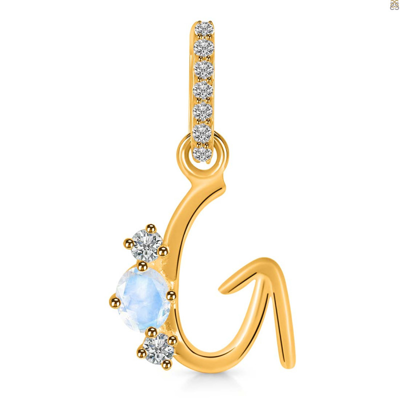 Moonstone & White Topaz Alphabet G Pendant RBM-RDA-85.