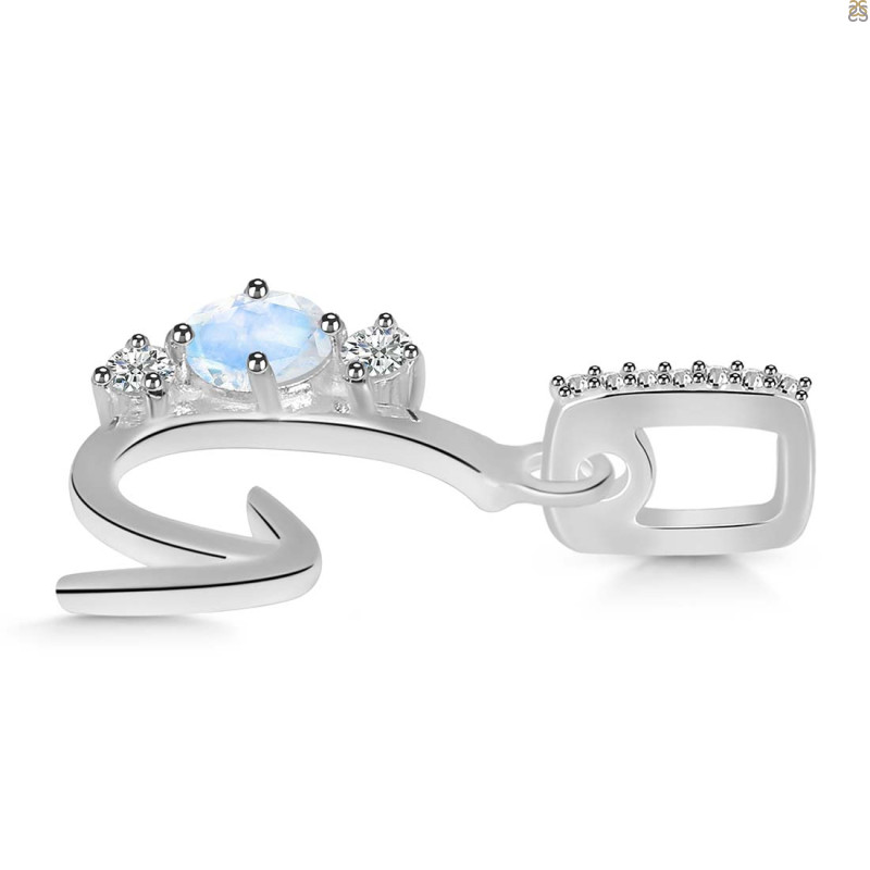 Moonstone & White Topaz Alphabet G Pendant