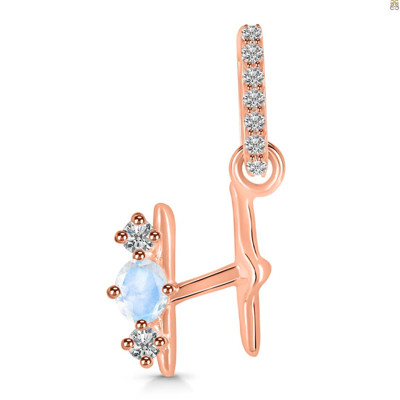 Moonstone & White Topaz Alphabet H Pendant RBM-RDA-86.