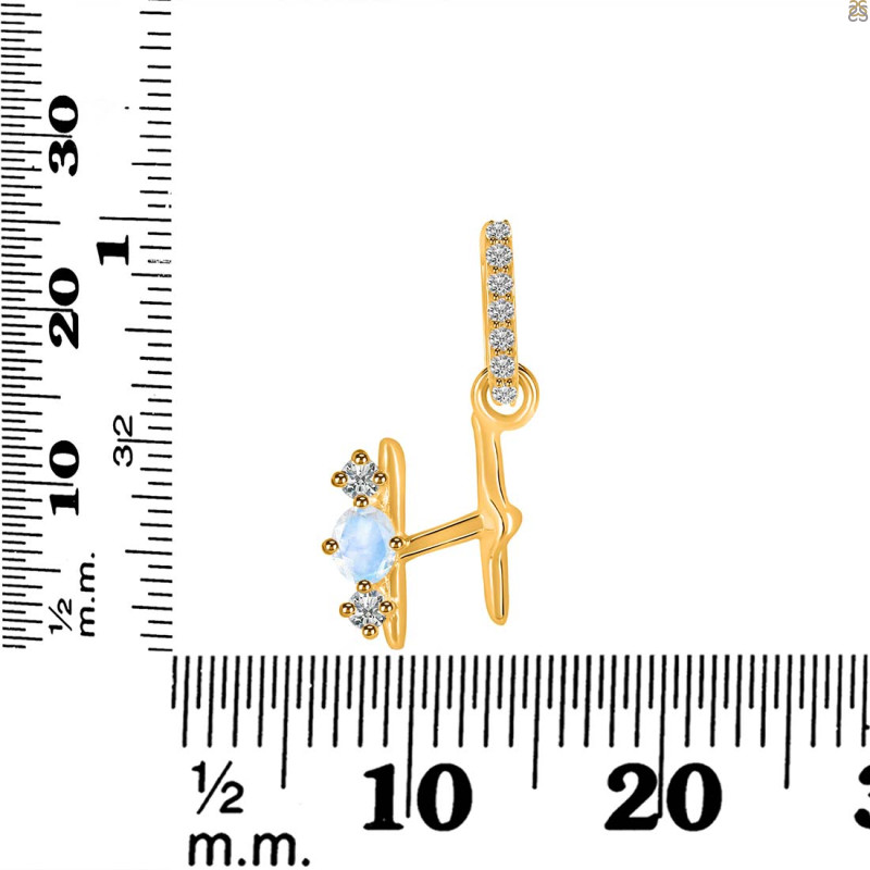Moonstone & White Topaz Alphabet H Pendant RBM-RDA-86.