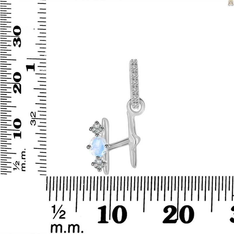 Moonstone & White Topaz Alphabet H Pendant RBM-RDA-86.