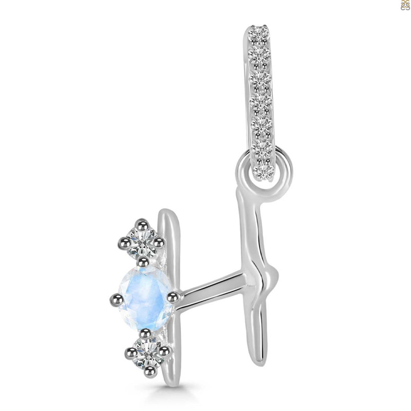 Moonstone & White Topaz Alphabet H Pendant RBM-RDA-86.