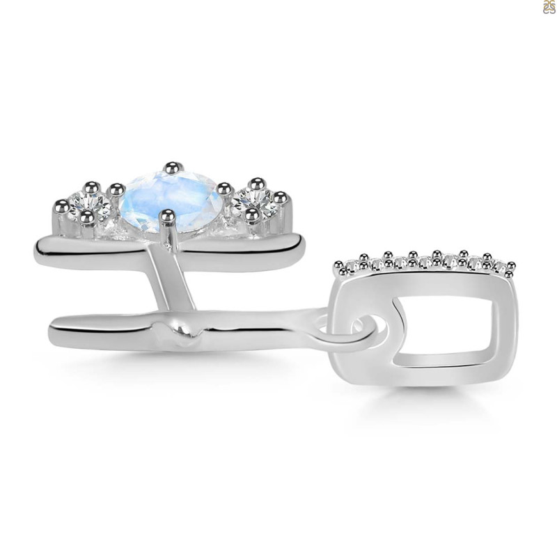 Moonstone & White Topaz Alphabet H Pendant