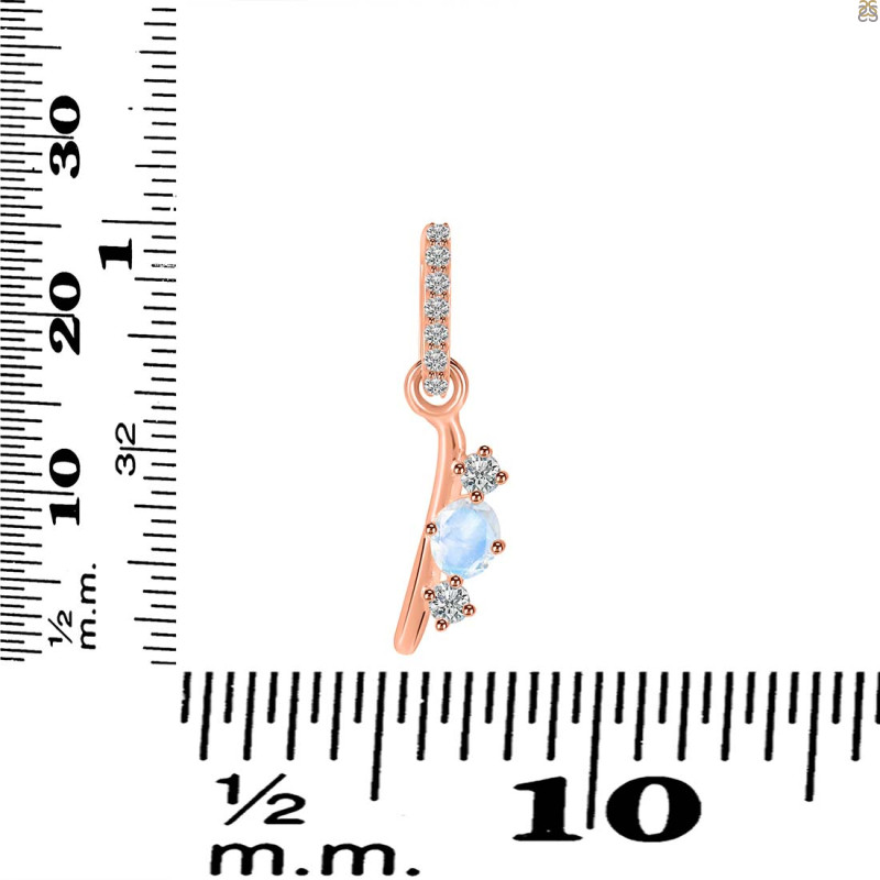 Moonstone & White Topaz Alphabet I Pendant RBM-RDA-87.