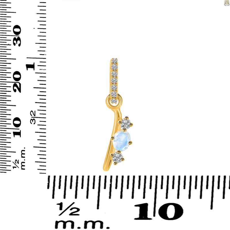 Moonstone & White Topaz Alphabet I Pendant RBM-RDA-87.
