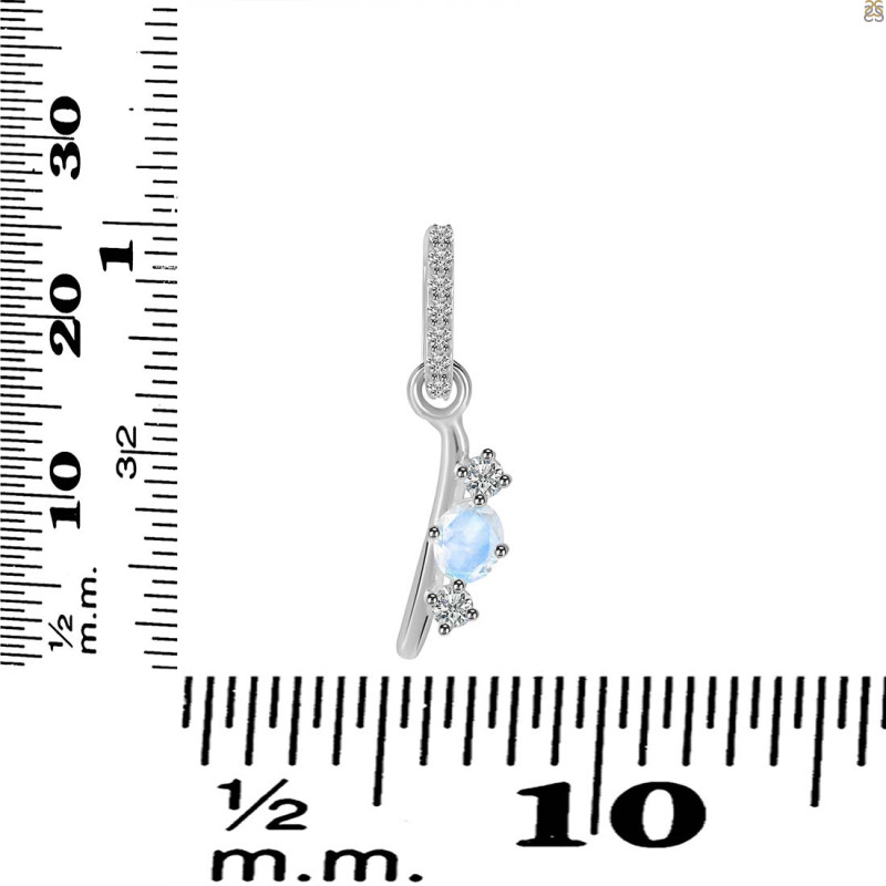 Moonstone & White Topaz Alphabet I Pendant RBM-RDA-87.