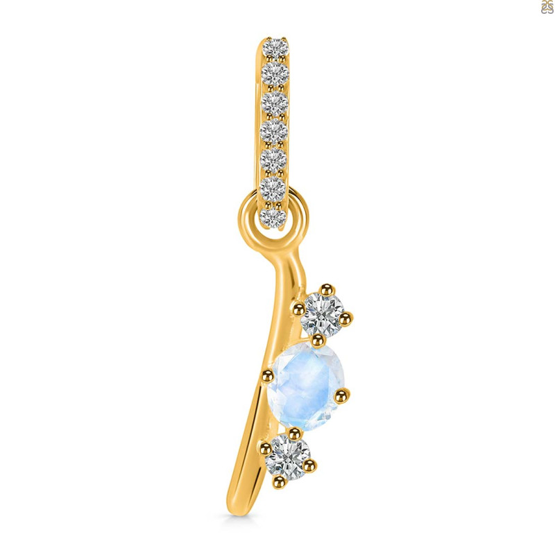 Moonstone & White Topaz Alphabet I Pendant RBM-RDA-87.