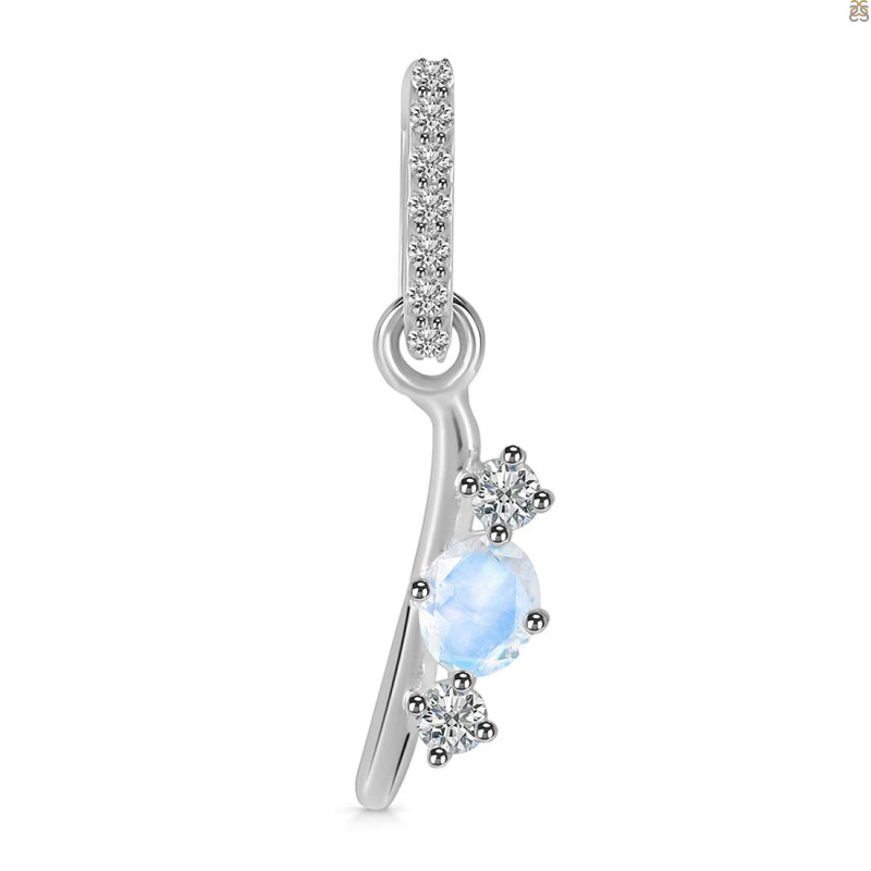 Moonstone & White Topaz Alphabet I Pendant RBM-RDA-87.