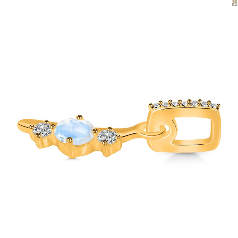 Moonstone & White Topaz Alphabet I Pendant RBM-RDA-87.