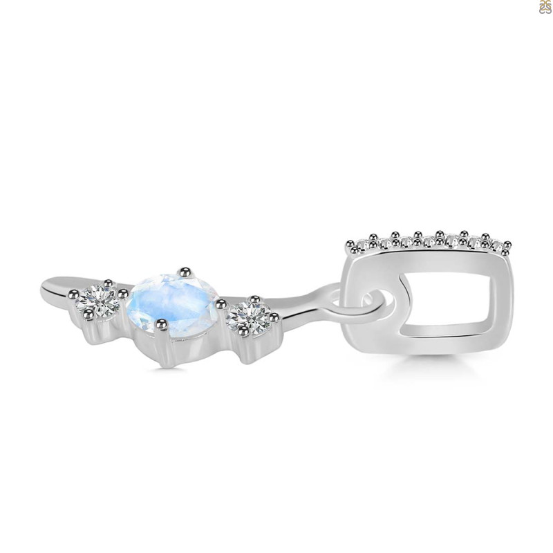 Moonstone & White Topaz Alphabet I Pendant