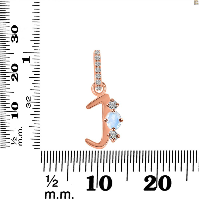 Moonstone & White Topaz Alphabet J Pendant RBM-RDA-88.