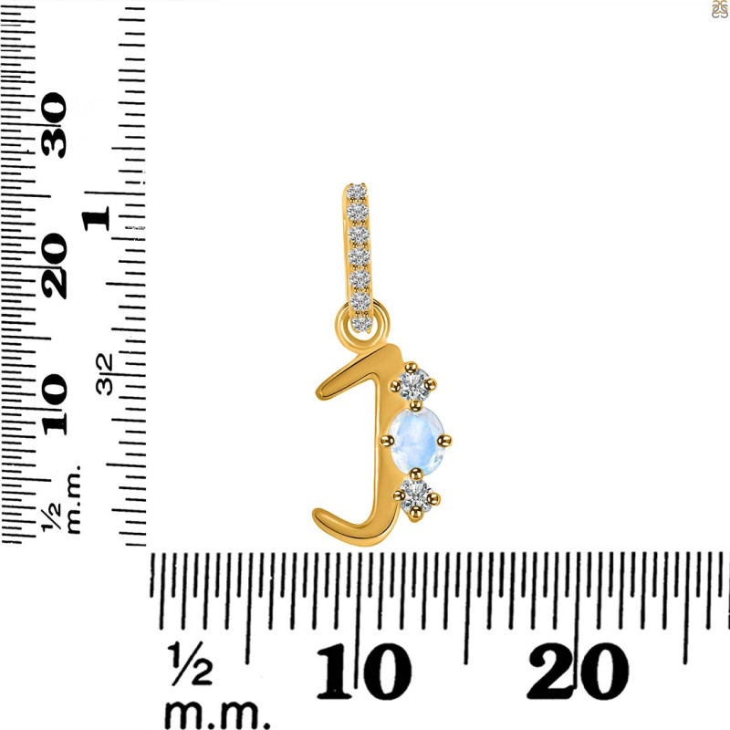 Moonstone & White Topaz Alphabet J Pendant RBM-RDA-88.