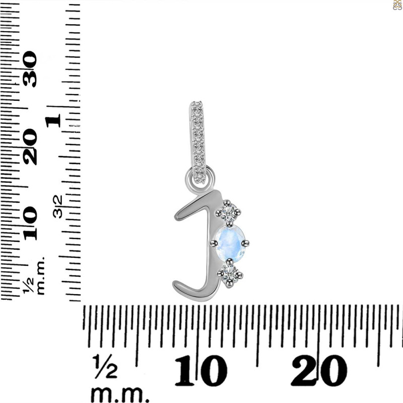 Moonstone & White Topaz Alphabet J Pendant RBM-RDA-88.