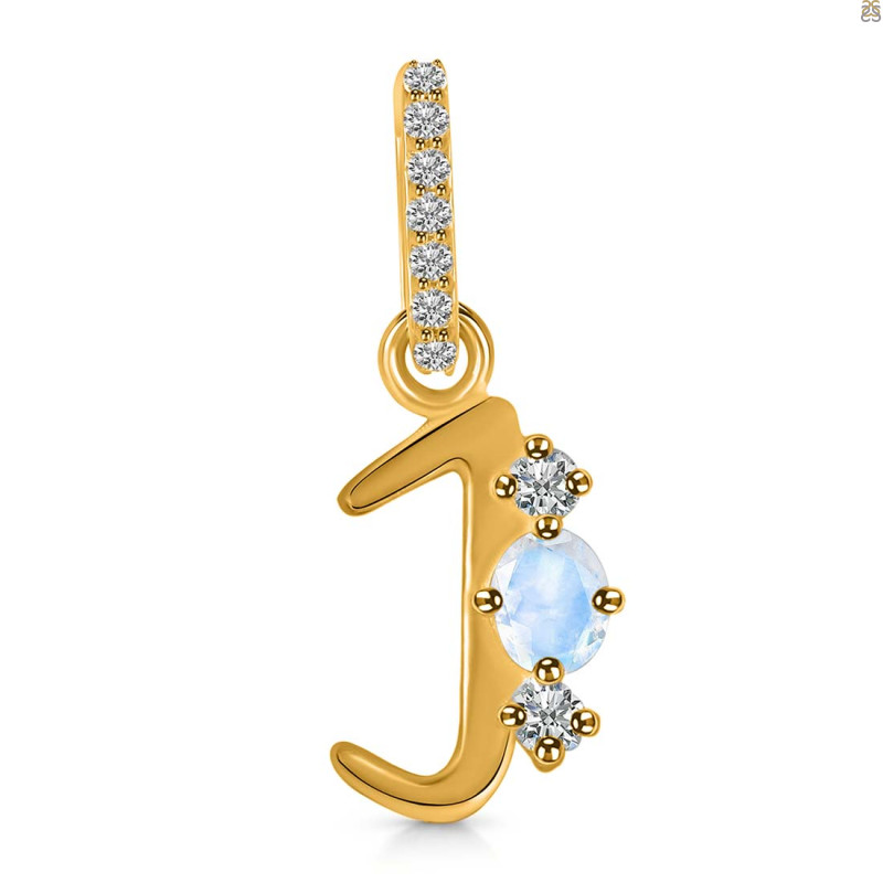 Moonstone & White Topaz Alphabet J Pendant RBM-RDA-88.