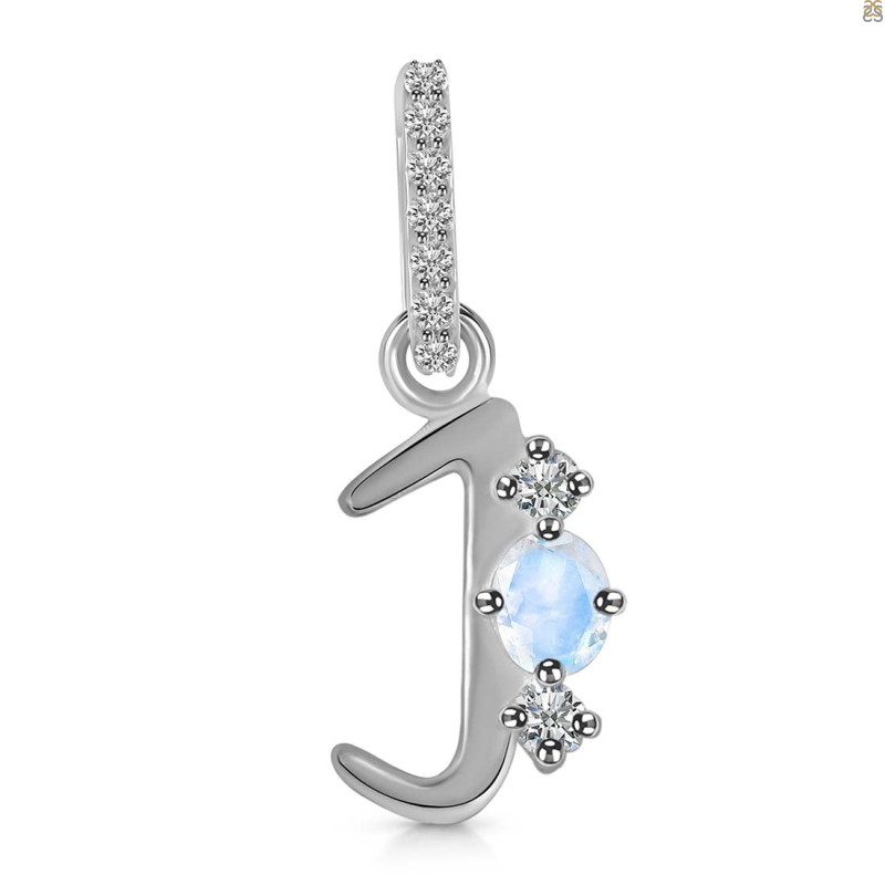 Moonstone & White Topaz Alphabet J Pendant RBM-RDA-88.