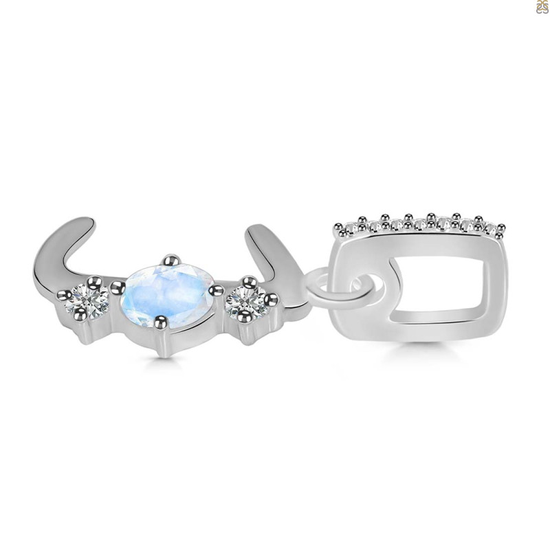 Moonstone & White Topaz Alphabet J Pendant