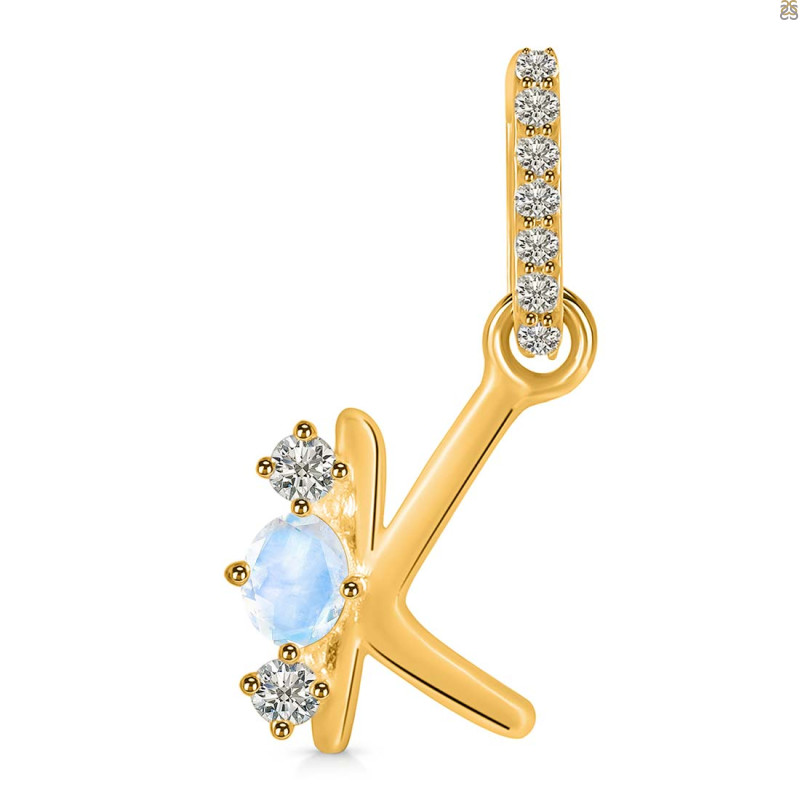 Moonstone & White Topaz Alphabet K Pendant RBM-RDA-89.