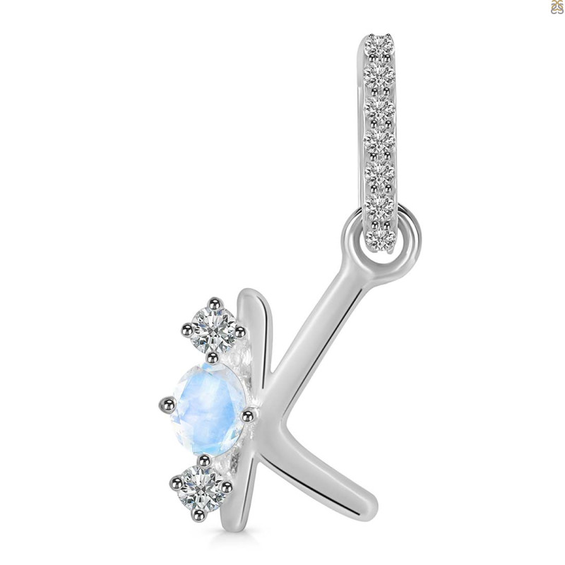 Moonstone & White Topaz Alphabet K Pendant RBM-RDA-89.