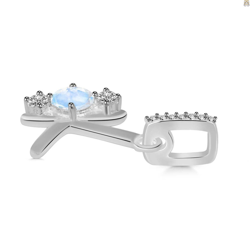Moonstone & White Topaz Alphabet K Pendant