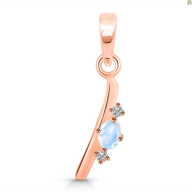 Moonstone & White Topaz Alphabet I Pendant RBM-RDA-9.