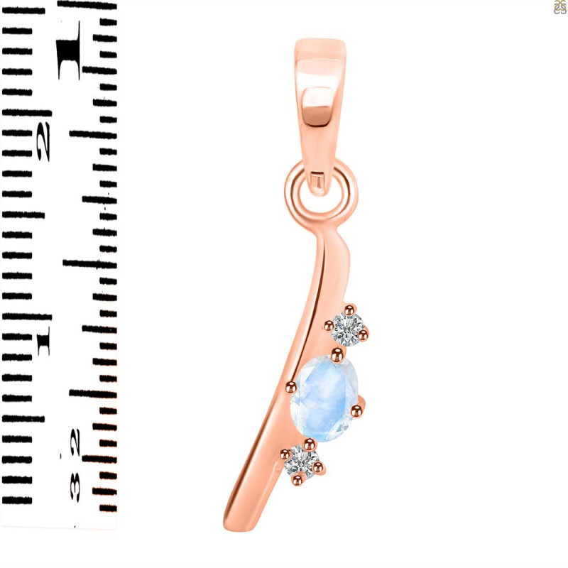 Moonstone & White Topaz Alphabet I Pendant RBM-RDA-9.