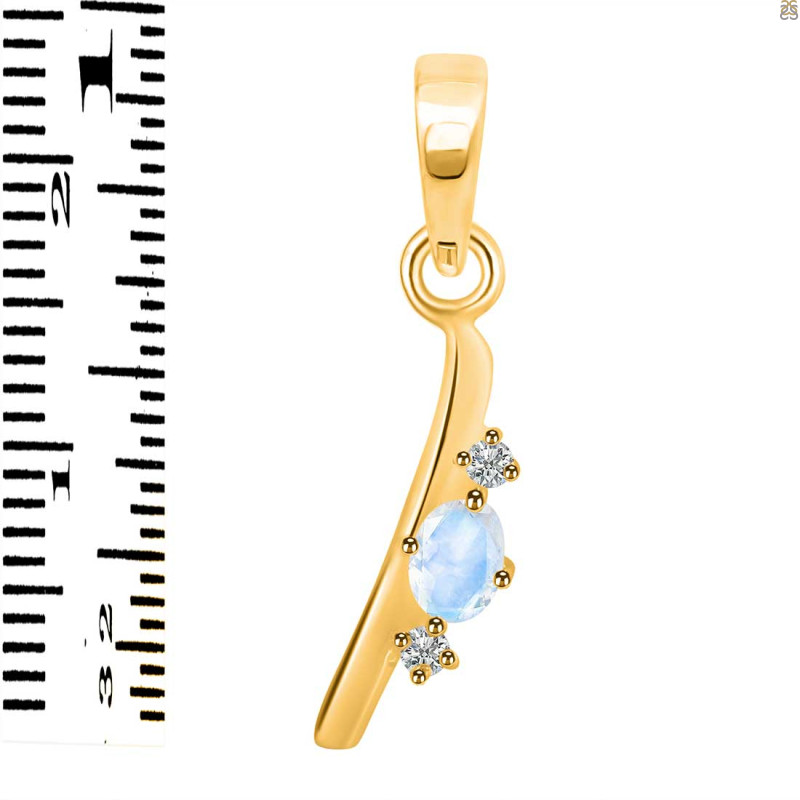 Moonstone & White Topaz Alphabet I Pendant RBM-RDA-9.