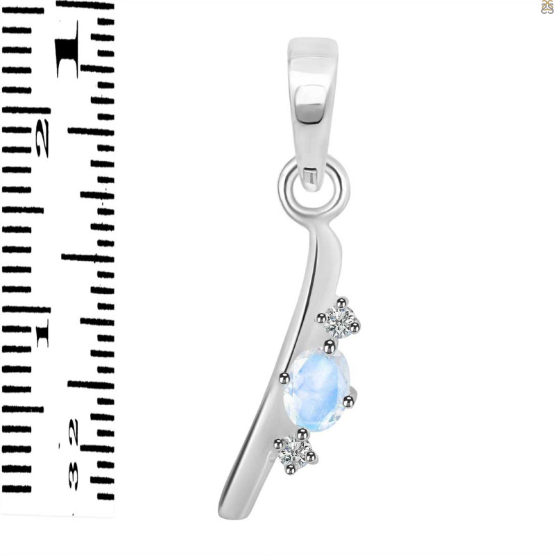 Moonstone & White Topaz Alphabet I Pendant RBM-RDA-9.