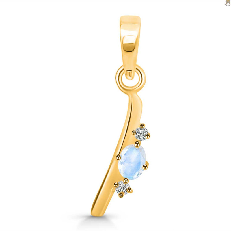 Moonstone & White Topaz Alphabet I Pendant RBM-RDA-9.