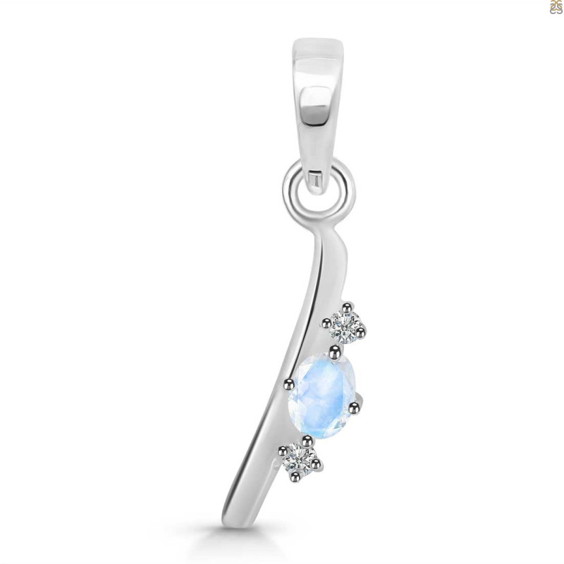 Moonstone & White Topaz Alphabet I Pendant RBM-RDA-9.