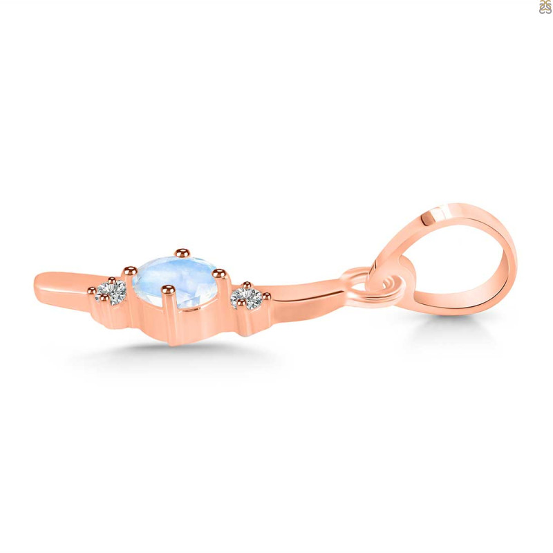 Moonstone & White Topaz Alphabet I Pendant RBM-RDA-9.