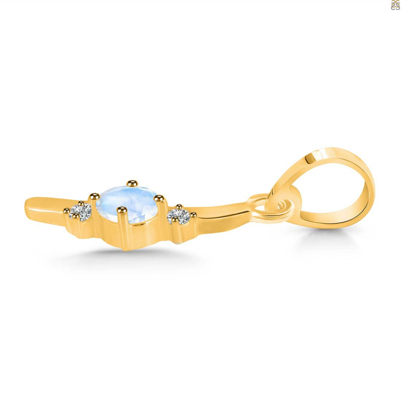 Moonstone & White Topaz Alphabet I Pendant RBM-RDA-9.