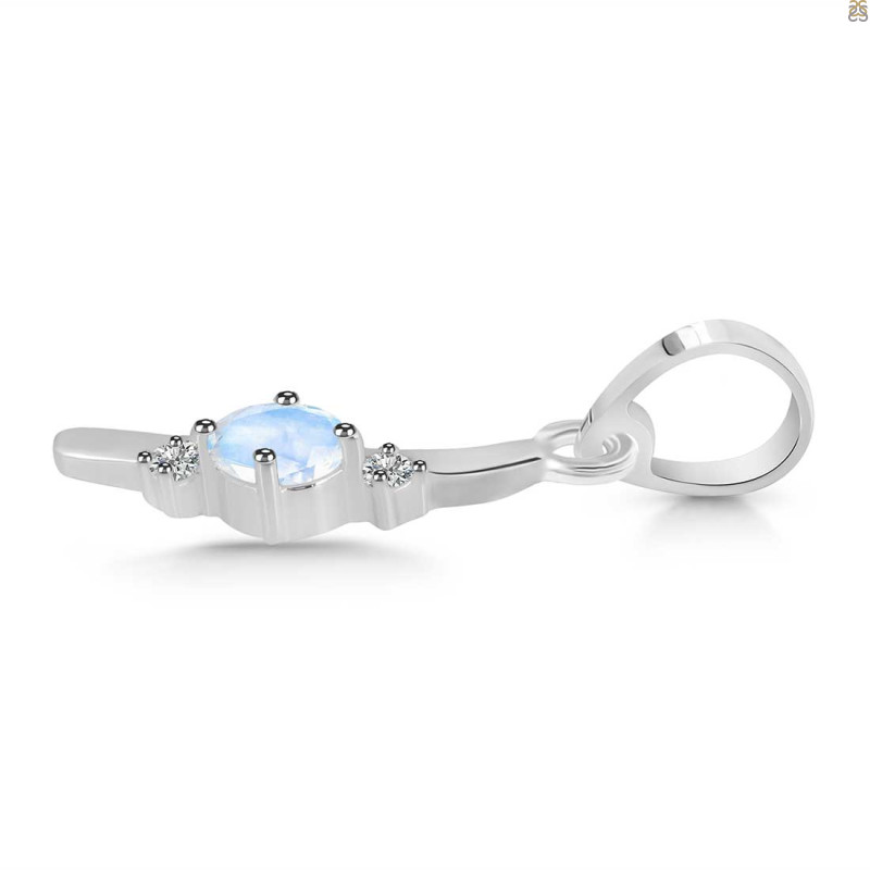 Moonstone & White Topaz Alphabet I Pendant