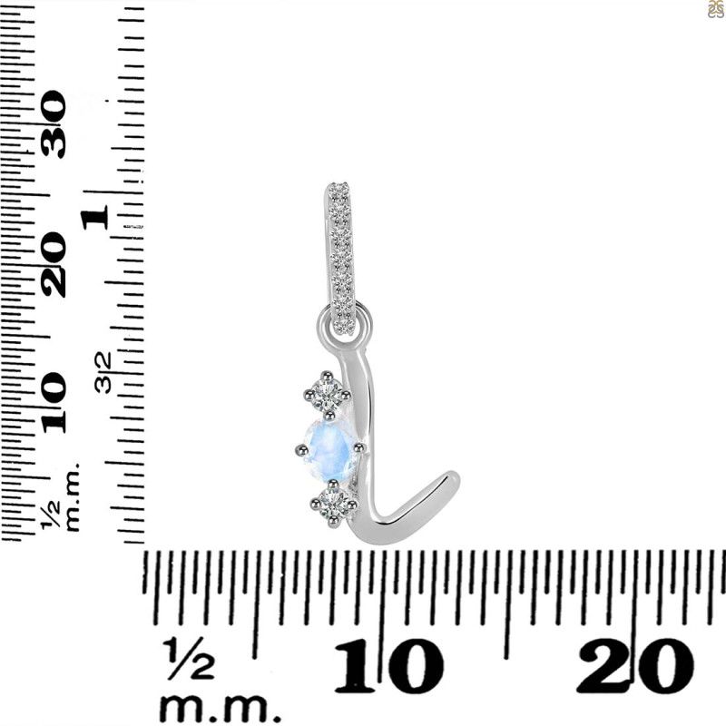 Moonstone & White Topaz Alphabet L Pendant RBM-RDA-90.