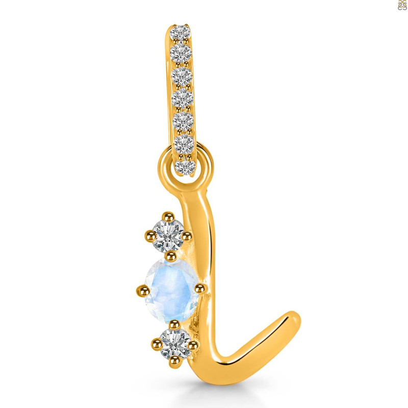 Moonstone & White Topaz Alphabet L Pendant RBM-RDA-90.
