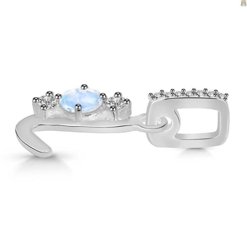 Moonstone & White Topaz Alphabet L Pendant