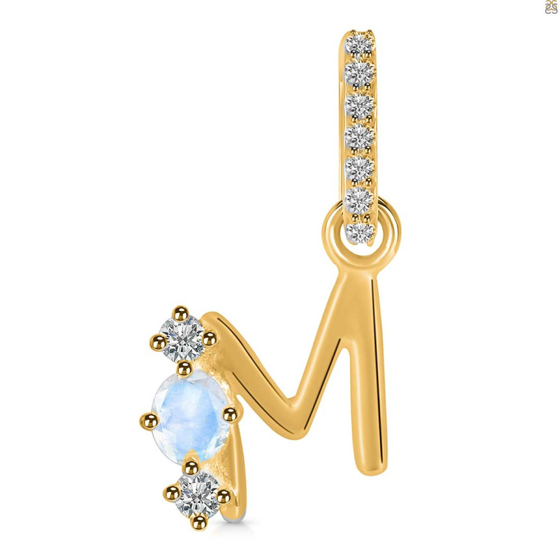 Moonstone & White Topaz Alphabet M Pendant RBM-RDA-91.