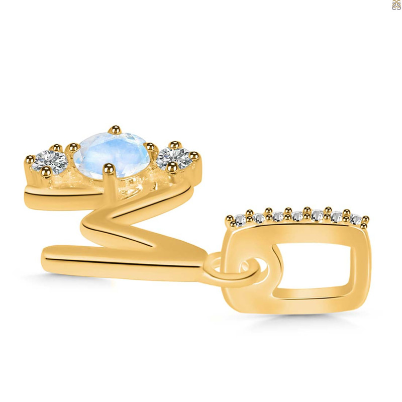Moonstone & White Topaz Alphabet M Pendant RBM-RDA-91.
