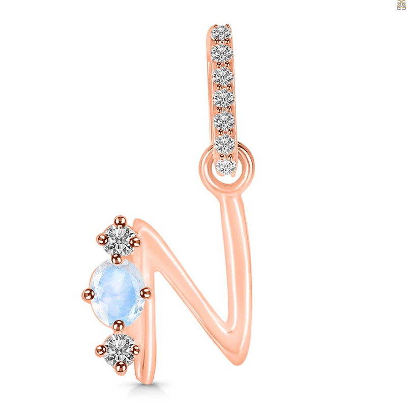 Moonstone & White Topaz Alphabet N Pendant RBM-RDA-92.