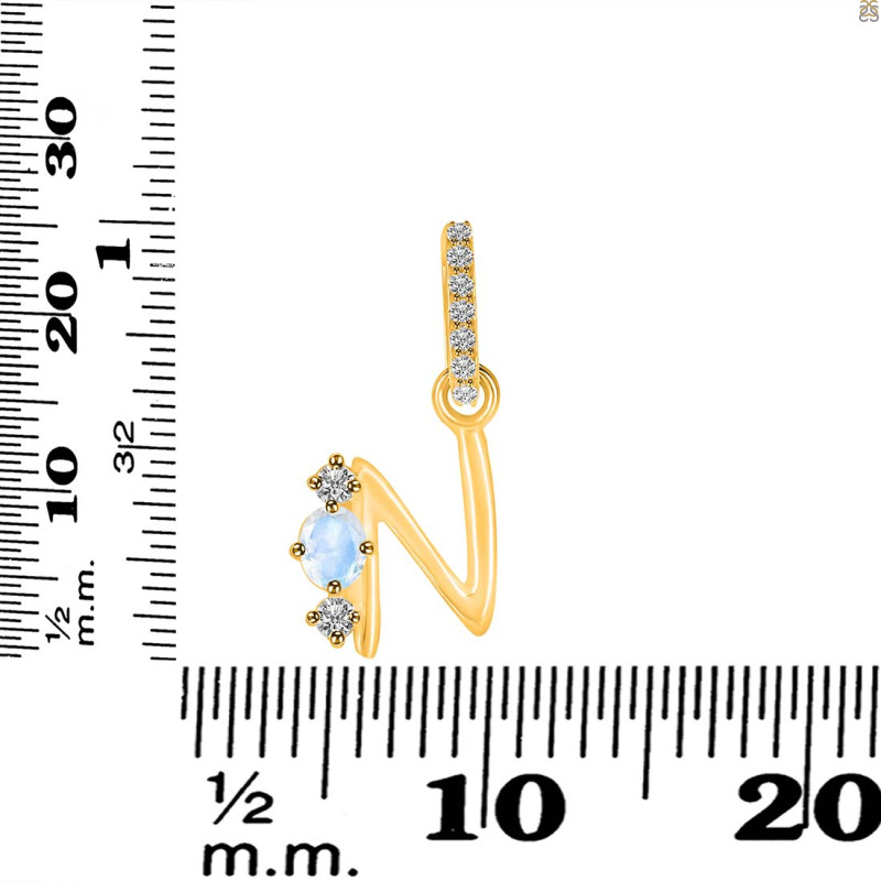 Moonstone & White Topaz Alphabet N Pendant RBM-RDA-92.