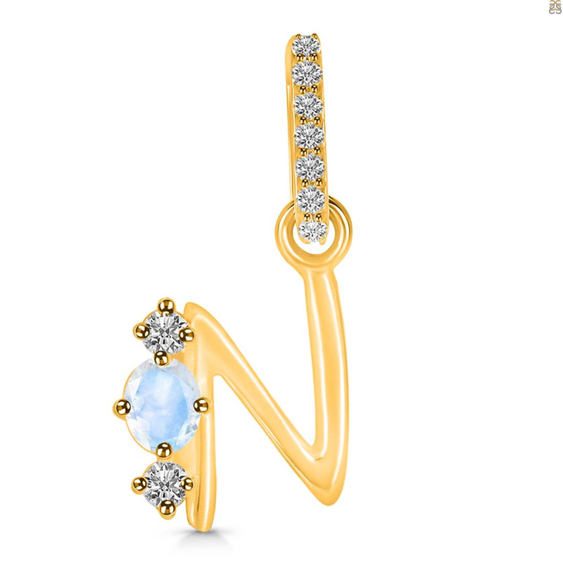 Moonstone & White Topaz Alphabet N Pendant RBM-RDA-92.