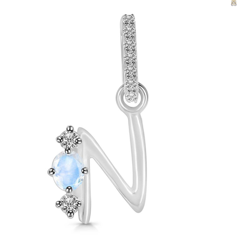 Moonstone & White Topaz Alphabet N Pendant RBM-RDA-92.