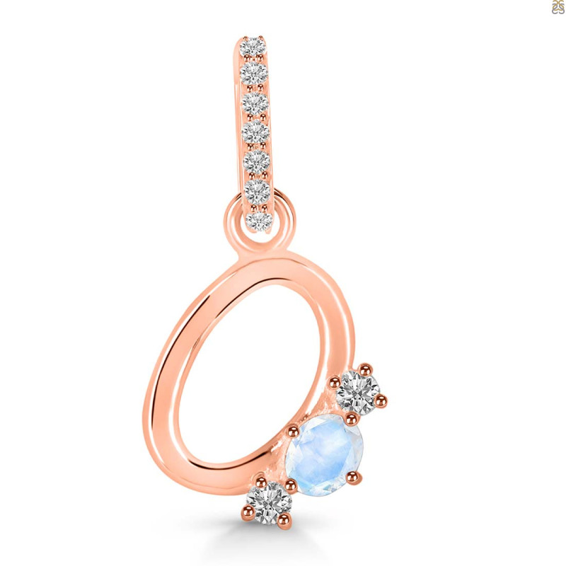Moonstone & White Topaz Alphabet O Pendant RBM-RDA-93.