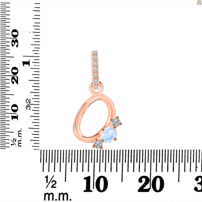 Moonstone & White Topaz Alphabet O Pendant RBM-RDA-93.
