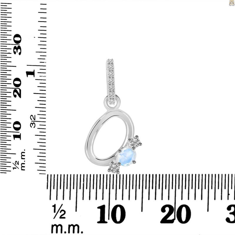 Moonstone & White Topaz Alphabet O Pendant RBM-RDA-93.