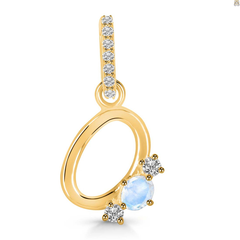 Moonstone & White Topaz Alphabet O Pendant RBM-RDA-93.