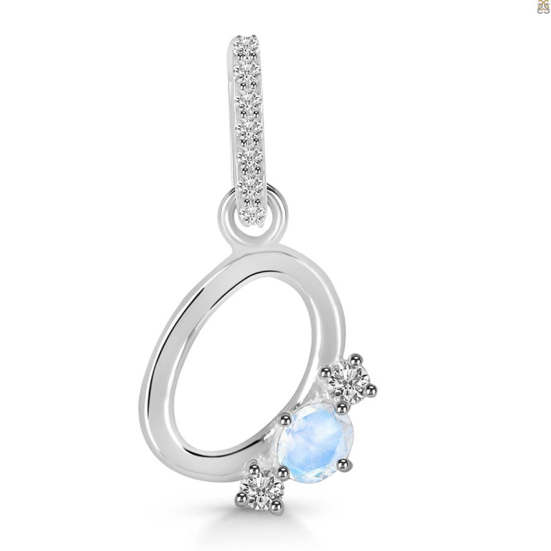 Moonstone & White Topaz Alphabet O Pendant RBM-RDA-93.