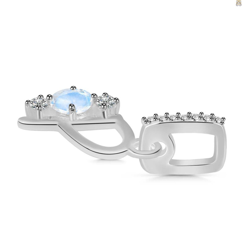 Moonstone & White Topaz Alphabet P Pendant