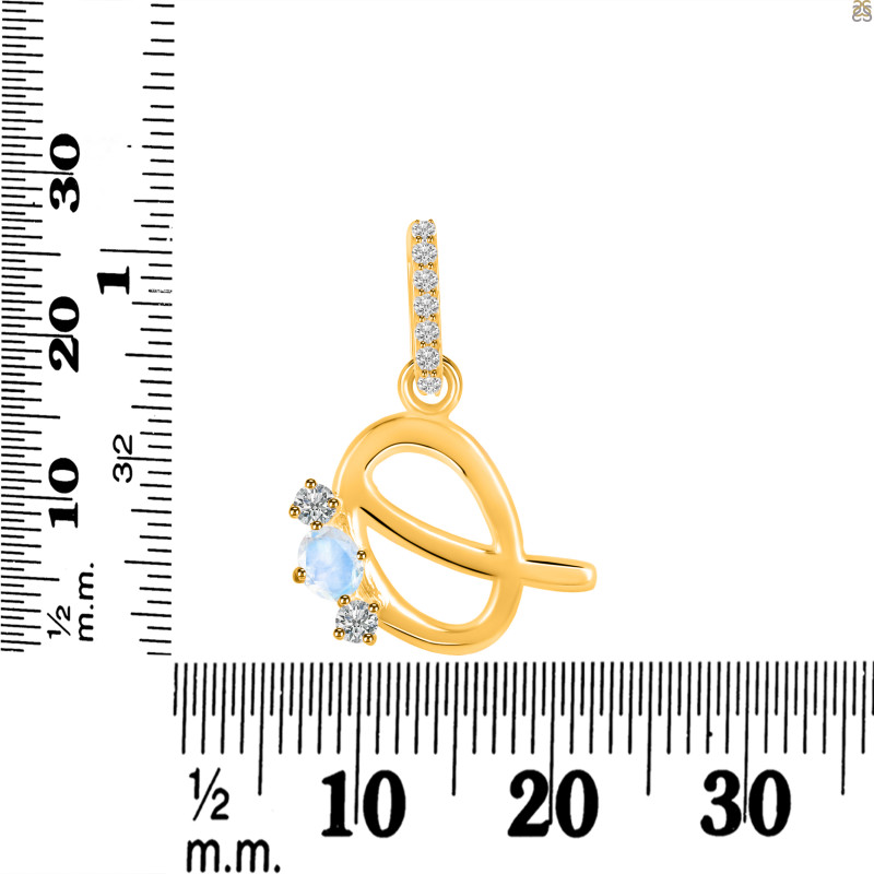 Moonstone & White Topaz Alphabet Q Pendant RBM-RDA-95.