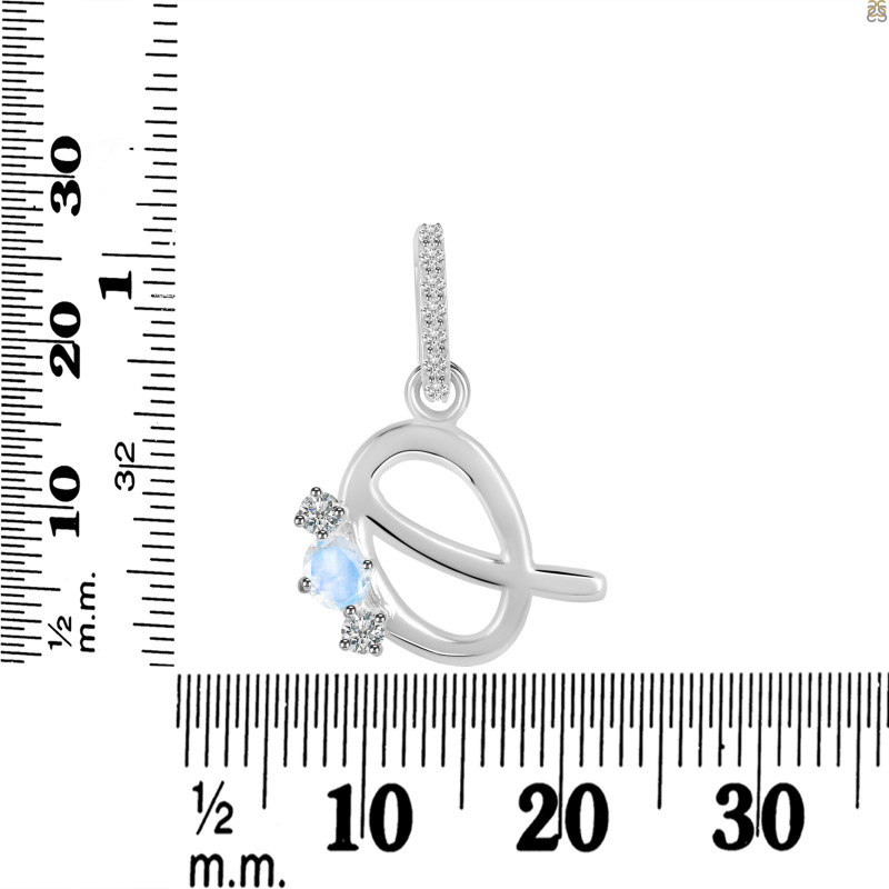 Moonstone & White Topaz Alphabet Q Pendant RBM-RDA-95.