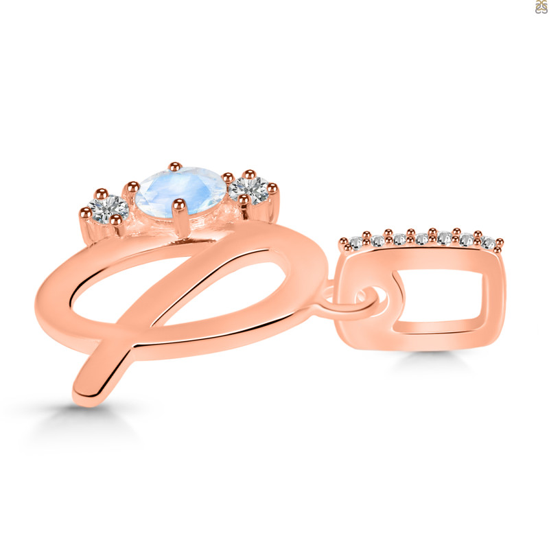 Moonstone & White Topaz Alphabet Q Pendant RBM-RDA-95.